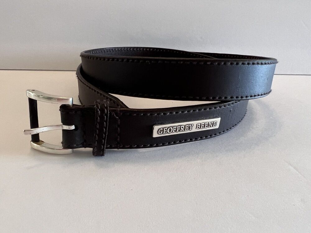 Vintage GEOFFREY BEENE Dress Brown Genuine Leather Belt Sz M